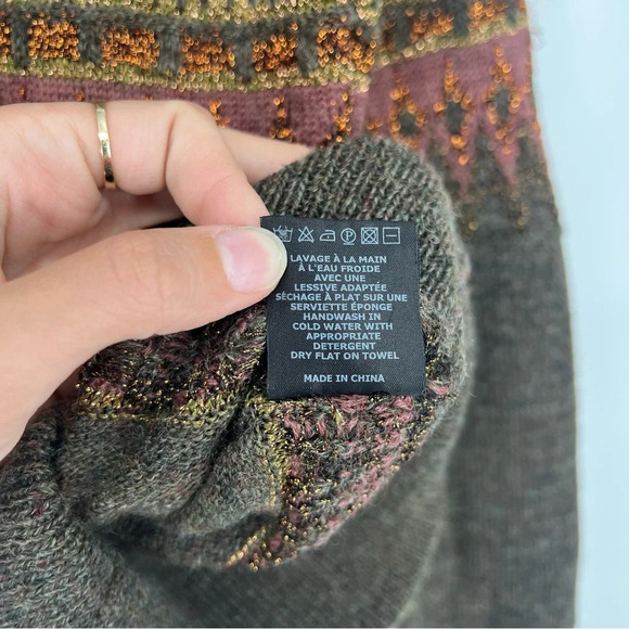 Isabel Marant Etoile Argyle Metallic Scalloped Wool Blend Knit Winter Sweater 38 - Picture 6 of 7